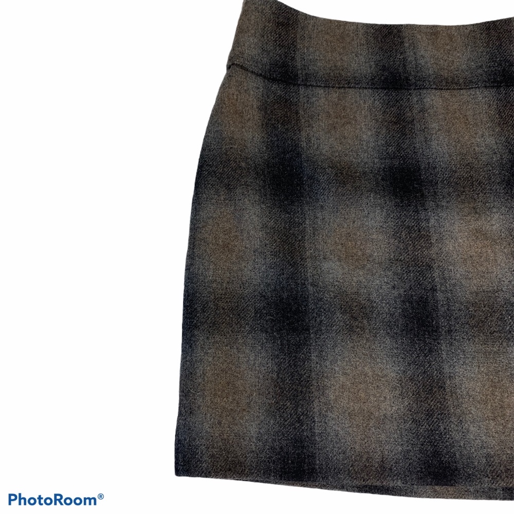 THE LIMITED Wool Blend Brown Plaid Mini Skirt 10